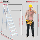 EMAC PRIME Step Aluminium Ladder WIth (Tools Tray And 3.2 Inch Wide Anti Skid Step)