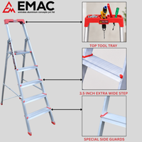 EMAC PRIME Step Aluminium Ladder WIth (Tools Tray And 3.2 Inch Wide Anti Skid Step)