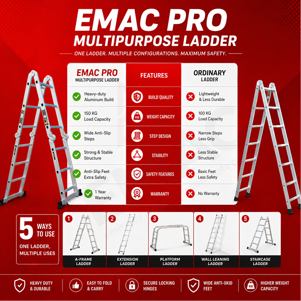 EMAC Aluminium Multipurpose (Industrial & Commercial) Aluminium Ladders