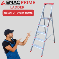 EMAC PRIME Step Aluminium Ladder WIth (Tools Tray And 3.2 Inch Wide Anti Skid Step)