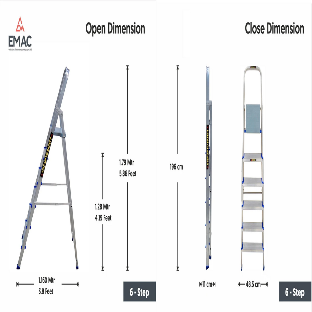 EMAC Aluminium Folding 7 Step Ladder for Home, Shop & Office Use Slip Resistant  (With Platform)