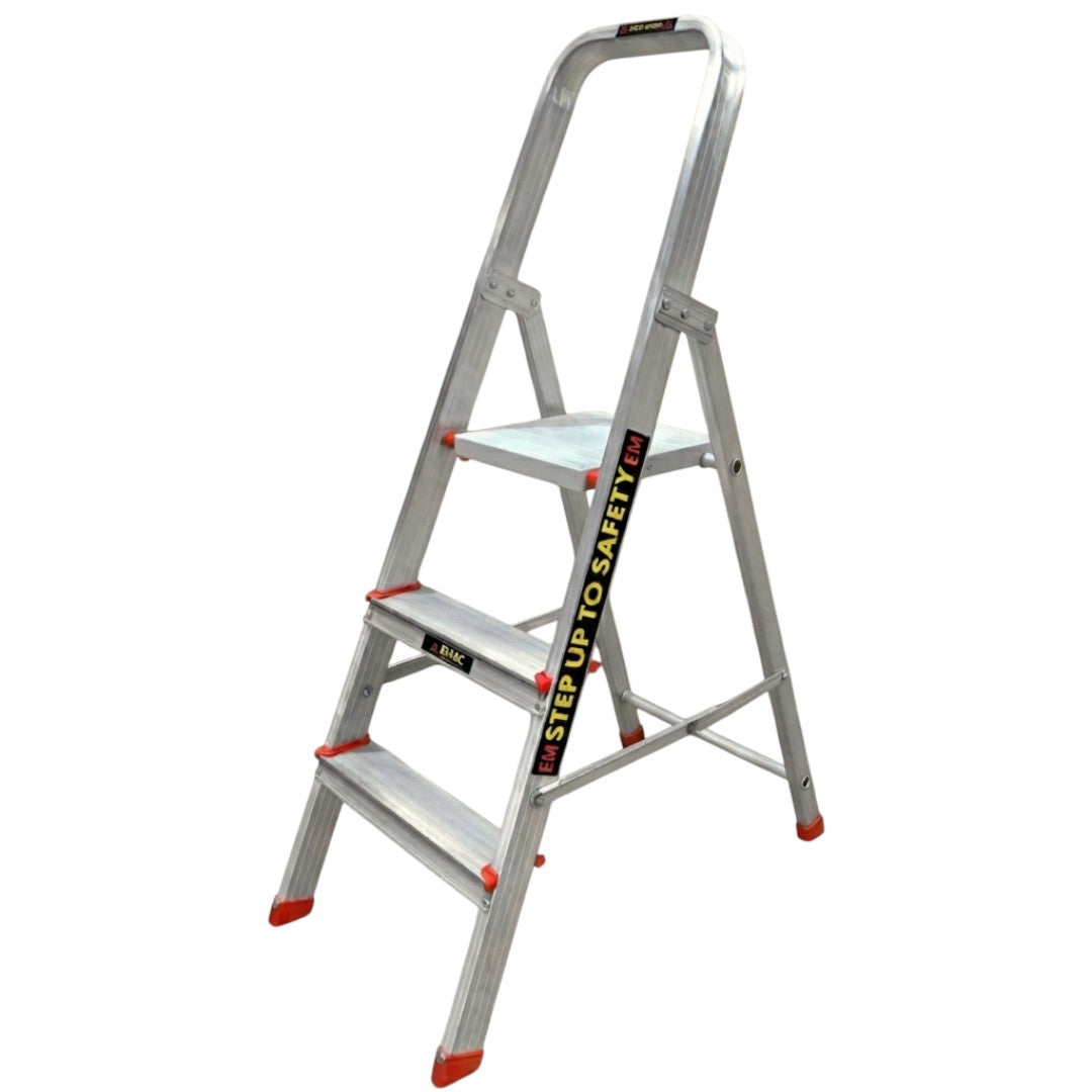EMAC Aluminium Folding Ladder for Home, Shop & Office Use Slip Resistant Step Aluminium Ladder (With Platform)