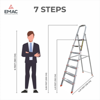 EMAC Aluminium Folding Ladder for Home, Shop & Office Use Slip Resistant Step Aluminium Ladder (With Platform)