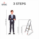EMAC Aluminium Folding Ladder for Home, Shop & Office Use Slip Resistant Step Aluminium Ladder (With Platform)
