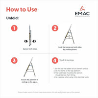 EMAC Aluminium Folding Ladder for Home, Shop & Office Use Slip Resistant Step Aluminium Ladder (With Platform)