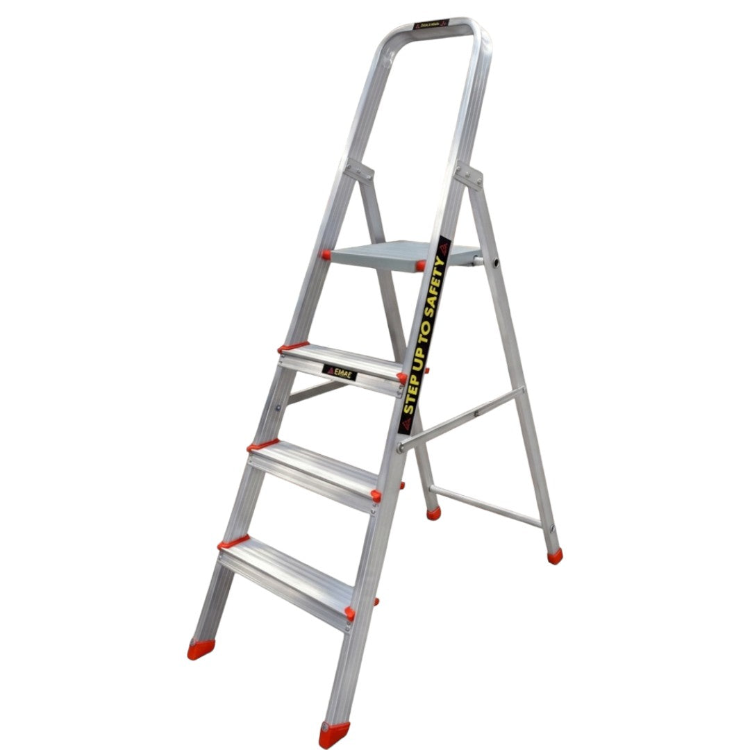 EMAC Aluminium Folding 4 Step Ladder for Home, Shop & Office Use Slip Resistant  (With Platform)