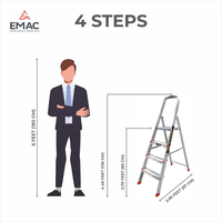 EMAC Aluminium Folding Ladder for Home, Shop & Office Use Slip Resistant Step Aluminium Ladder (With Platform)