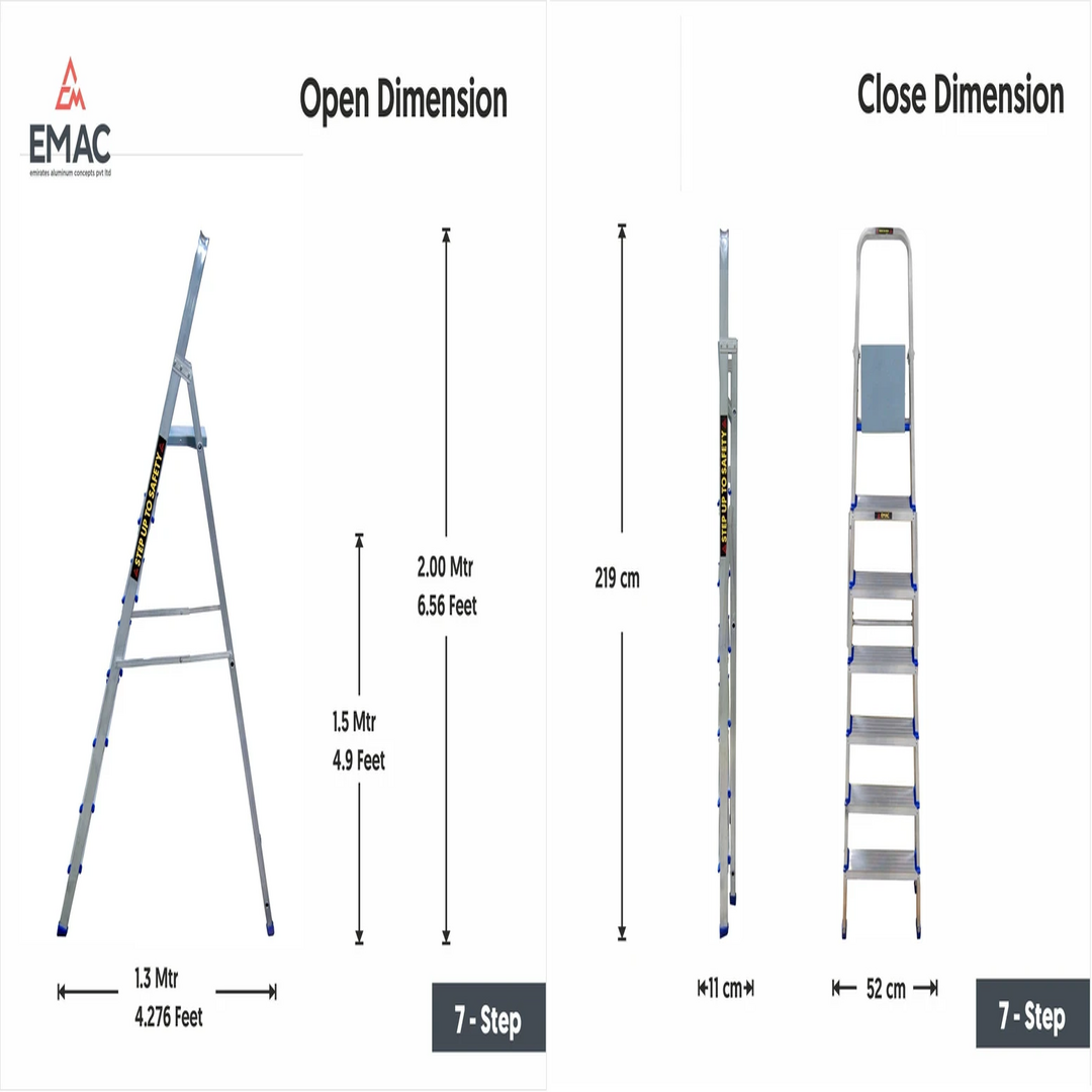 EMAC Aluminium Folding Ladder for Home, Shop & Office Use Slip Resistant Step Aluminium Ladder (With Platform)