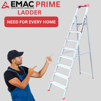 EMAC PRIME Step Aluminium Ladder WIth (Tools Tray And 3.2 Inch Wide Anti Skid Step)
