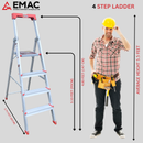 EMAC PRIME Step Aluminium Ladder WIth (Tools Tray And 3.2 Inch Wide Anti Skid Step)