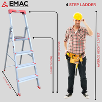 EMAC PRIME Step Aluminium Ladder WIth (Tools Tray And 3.2 Inch Wide Anti Skid Step)