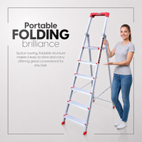 EMAC PRIME Step Aluminium Ladder WIth (Tools Tray And 3.2 Inch Wide Anti Skid Step)
