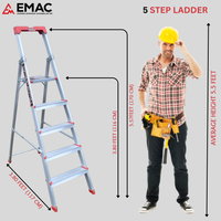 EMAC PRIME Step Aluminium Ladder WIth (Tools Tray And 3.2 Inch Wide Anti Skid Step)