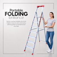EMAC PRIME Step Aluminium Ladder WIth (Tools Tray And 3.2 Inch Wide Anti Skid Step)
