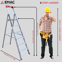 EMAC PRIME Step Aluminium Ladder WIth (Tools Tray And 3.2 Inch Wide Anti Skid Step)