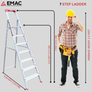 EMAC PRIME Step Aluminium Ladder WIth (Tools Tray And 3.2 Inch Wide Anti Skid Step)