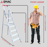 EMAC PRIME Step Aluminium Ladder WIth (Tools Tray And 3.2 Inch Wide Anti Skid Step)