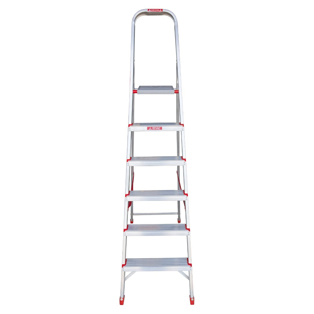 EMAC Aluminium Domestic Light Weight 6-Step Aluminium Ladders Anti Slip Folding Aluminium Ladder