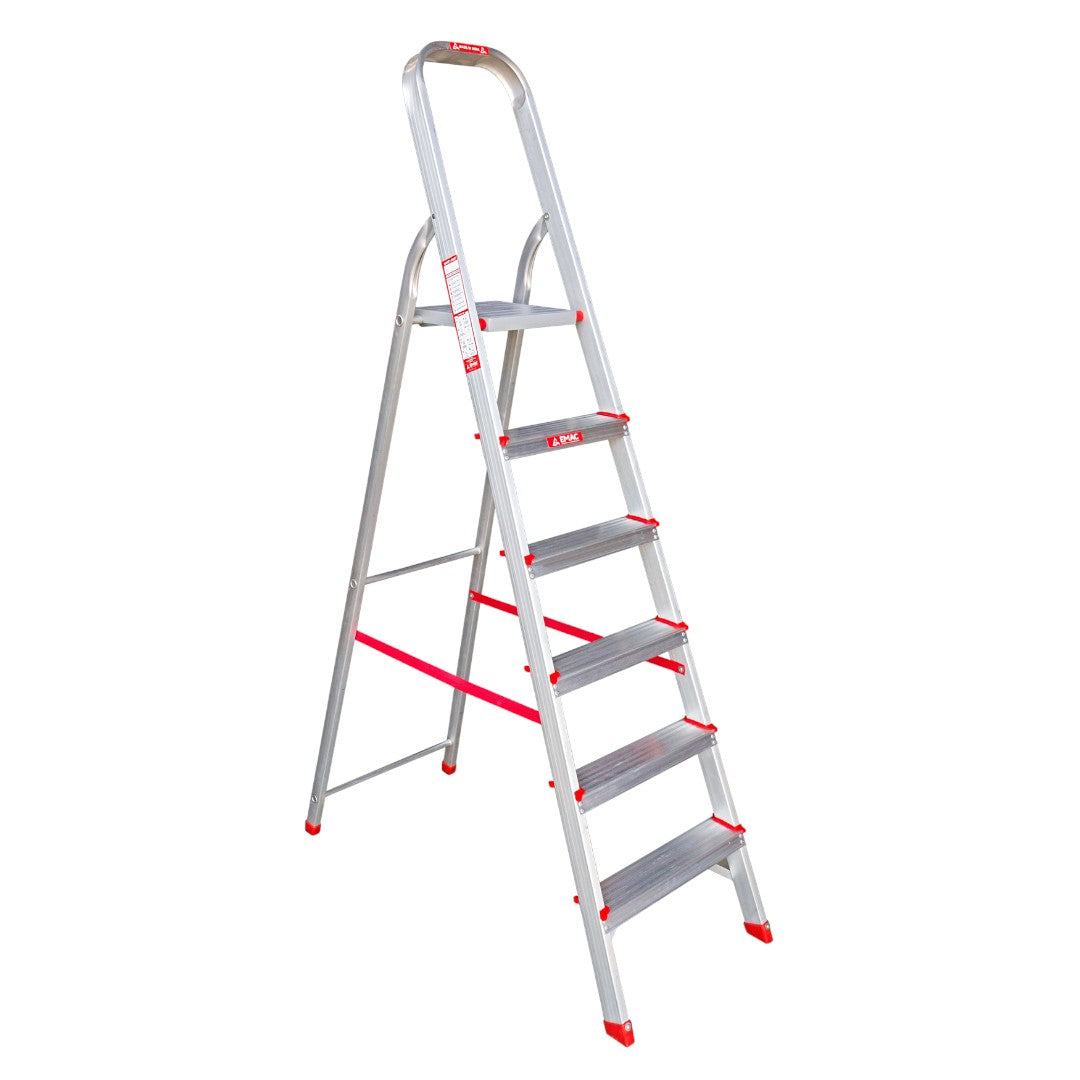 EMAC Aluminium Domestic Light Weight 6-Step Aluminium Ladders Anti Slip Folding Aluminium Ladder