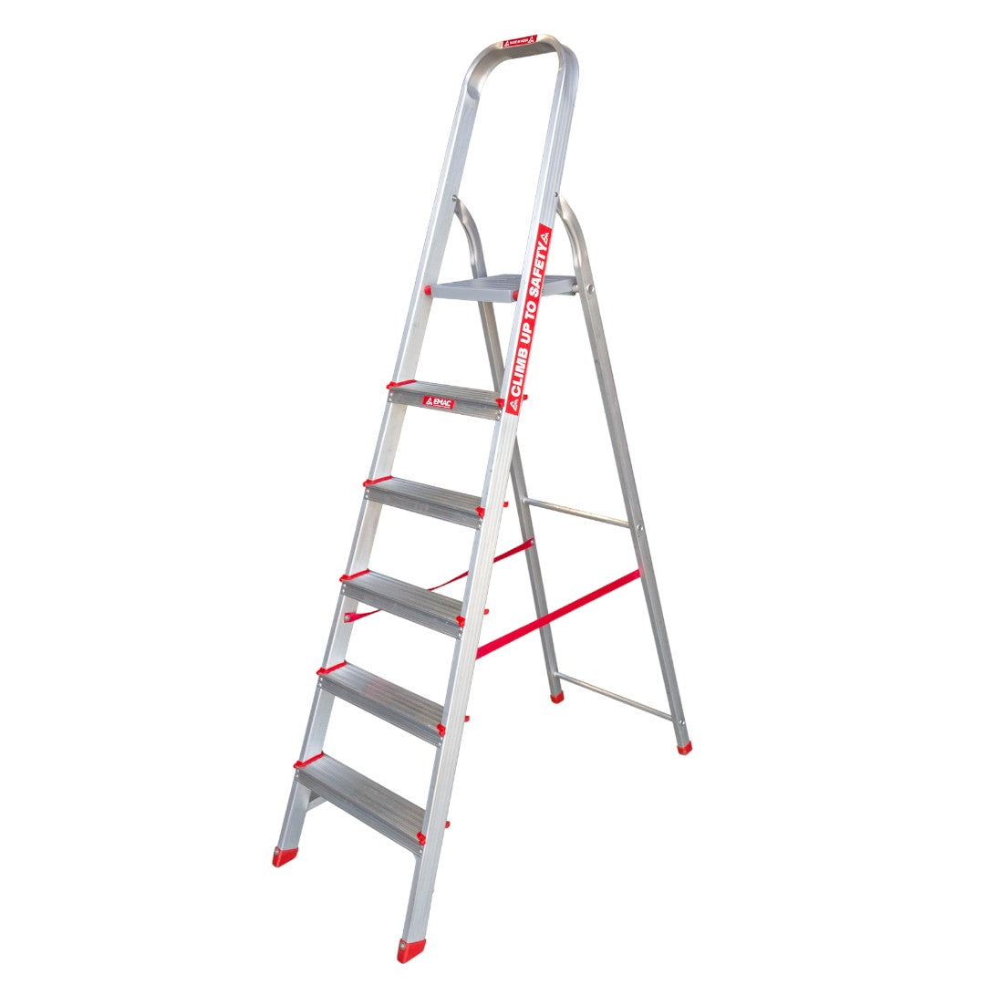 EMAC Aluminium Domestic Light Weight 6-Step Aluminium Ladders Anti Slip Folding Aluminium Ladder