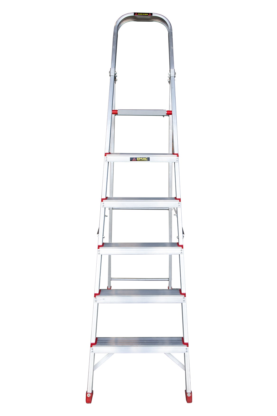 EMAC Aluminium 6 Steps Folding Ladder for Home, Shops and Office Use Slip Resistant Aluminium Ladder (With Platform)