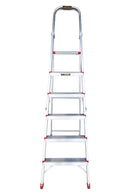 EMAC Aluminium 6 Steps Folding Ladder for Home, Shops and Office Use Slip Resistant Aluminium Ladder (With Platform)