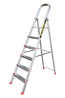 EMAC Aluminium 6 Steps Folding Ladder for Home, Shops and Office Use Slip Resistant Aluminium Ladder (With Platform)