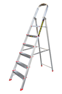 EMAC Aluminium 6 Steps Folding Ladder for Home, Shops and Office Use Slip Resistant Aluminium Ladder (With Platform)