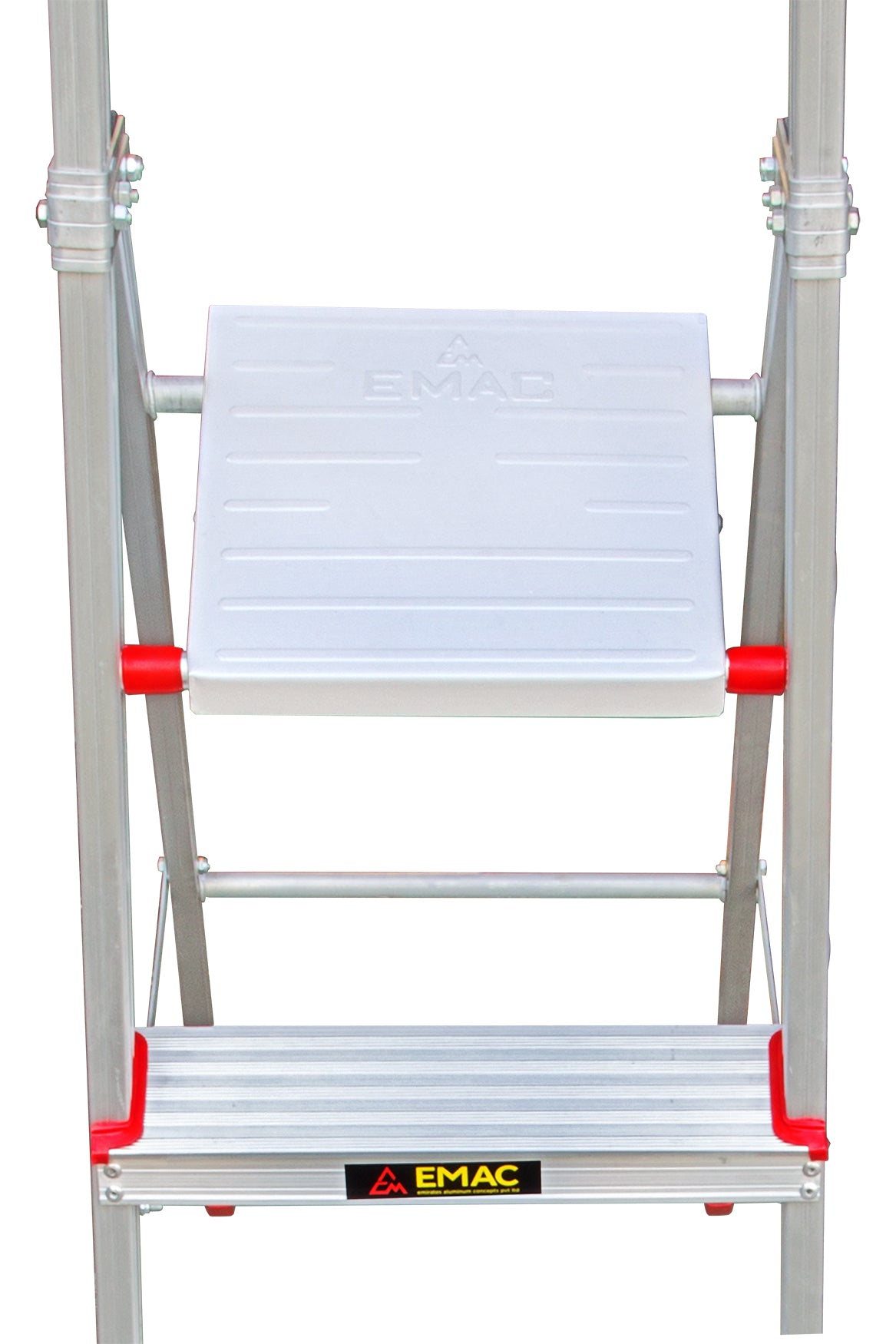 EMAC Aluminium 6 Steps Folding Ladder for Home, Shops and Office Use Slip Resistant Aluminium Ladder (With Platform)