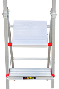 EMAC Aluminium 6 Steps Folding Ladder for Home, Shops and Office Use Slip Resistant Aluminium Ladder (With Platform)