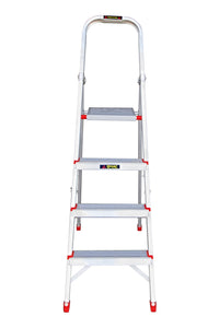 EMAC Aluminium 4 Steps Folding Ladder for Home, Shop & Office Use Slip Resistant Step Aluminium Ladder (With Platform)
