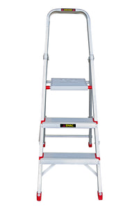 EMAC Aluminium 3 Steps Folding Ladder for Home, Shop & Office Use Slip Resistant Step Aluminium Ladder (With Platform)