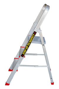 EMAC Aluminium 3 Steps Folding Ladder for Home, Shop & Office Use Slip Resistant Step Aluminium Ladder (With Platform)