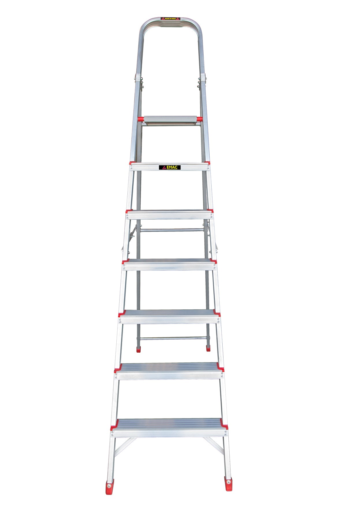 EMAC Aluminium Heavy-Duty 7 Steps Ladder for Home-6.56 Feet(200 CM) Anti Slip Folding Aluminium Ladder (With Platform)