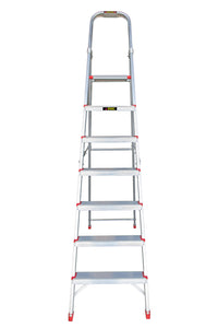 EMAC Aluminium Heavy-Duty 7 Steps Ladder for Home-6.56 Feet(200 CM) Anti Slip Folding Aluminium Ladder (With Platform)