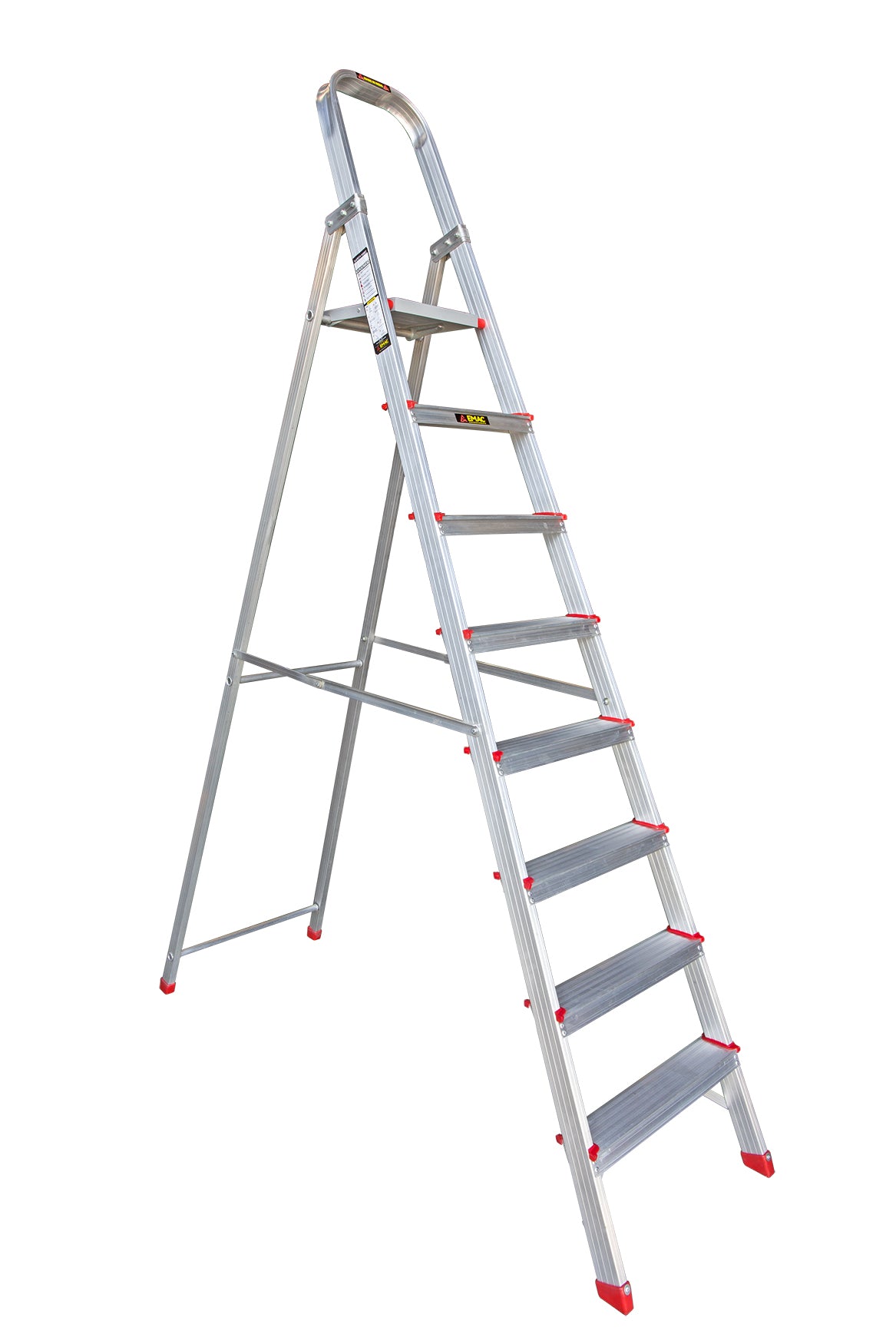 EMAC Aluminium Heavy-Duty 8 Steps Ladder for Home Anti Slip Folding Aluminium Ladder (With Platform)