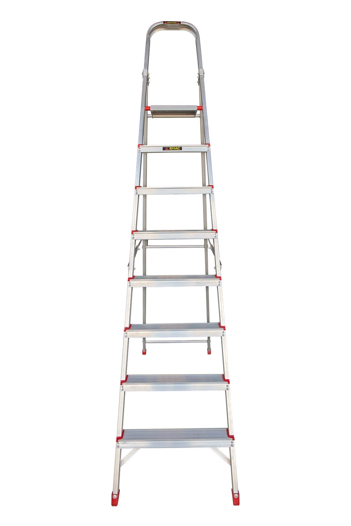 EMAC Aluminium Heavy-Duty 8 Steps Ladder for Home Anti Slip Folding Aluminium Ladder (With Platform)