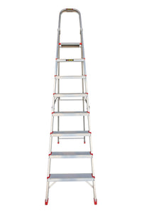 EMAC Aluminium Heavy-Duty 8 Steps Ladder for Home Anti Slip Folding Aluminium Ladder (With Platform)