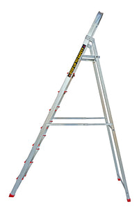 EMAC Aluminium Heavy-Duty 8 Steps Ladder for Home Anti Slip Folding Aluminium Ladder (With Platform)
