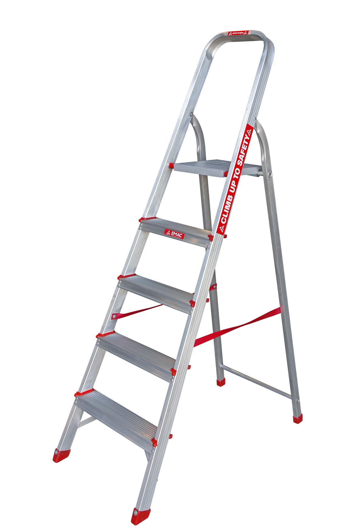 EMAC Aluminium Domestic Light Weight 5-Step Aluminium Ladders Anti Slip Folding Aluminium Ladder
