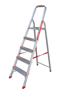 EMAC Aluminium Domestic Light Weight 5-Step Aluminium Ladders Anti Slip Folding Aluminium Ladder