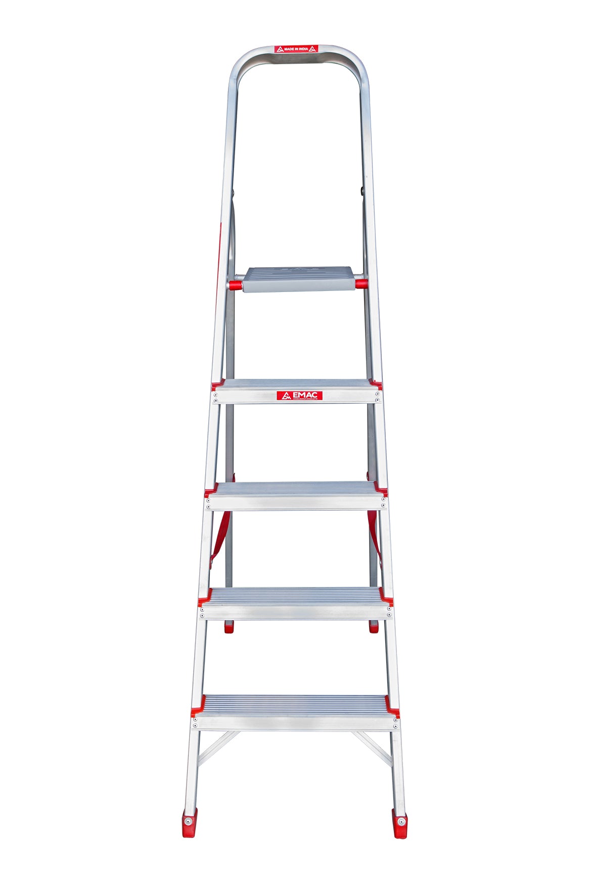 EMAC Aluminium Domestic Light Weight 5-Step Aluminium Ladders Anti Slip Folding Aluminium Ladder
