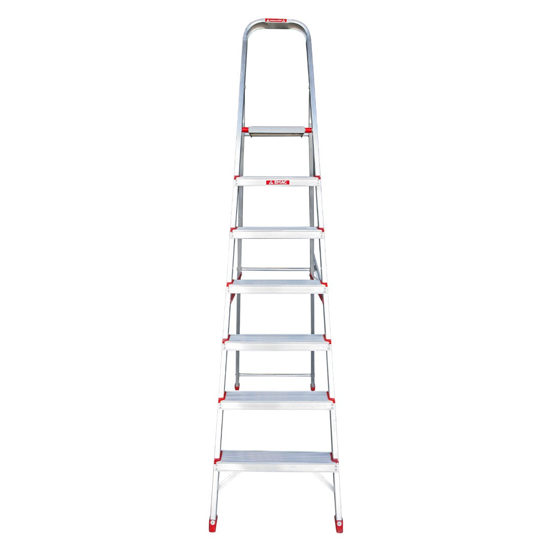 EMAC Aluminium Domestic Light Weight 7-Step Aluminium Ladders Anti Slip Folding Aluminium Ladder