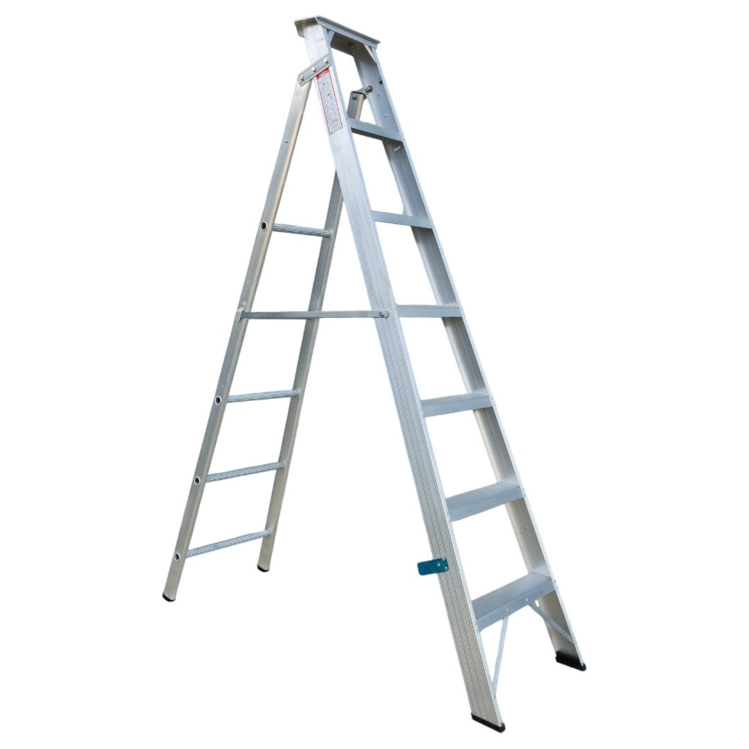 EMAC Aluminium Dual Purpose Light Weight 7-Step Aluminium Ladders Anti Slip Folding Aluminium Ladder