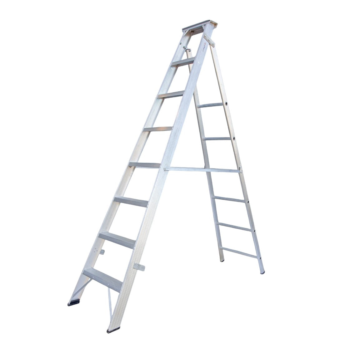 EMAC Aluminium Dual Purpose Light Weight 8-Step Aluminium Ladders Anti Slip Folding Aluminium Ladder