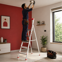 EMAC PRO Step Aluminium Ladder WIth (Tools Tray And 5 Inch Wide Anti Skid Step)