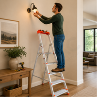 EMAC PRO Step Aluminium Ladder WIth (Tools Tray And 5 Inch Wide Anti Skid Step)