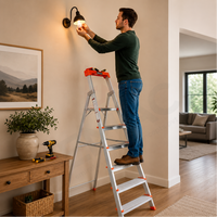 EMAC PRO Step Aluminium Ladder WIth (Tools Tray And 5 Inch Wide Anti Skid Step)