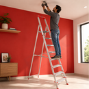 EMAC PRO Step Aluminium Ladder WIth (Tools Tray And 5 Inch Wide Anti Skid Step)