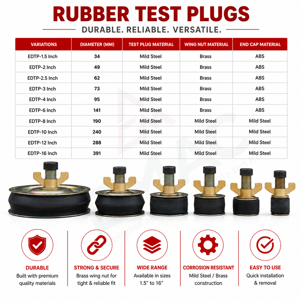 EMAC Heavy Duty Drainage Test Plug for Pipe Leak Testing | Plumbing & Sewer Pipeline Testing Plug